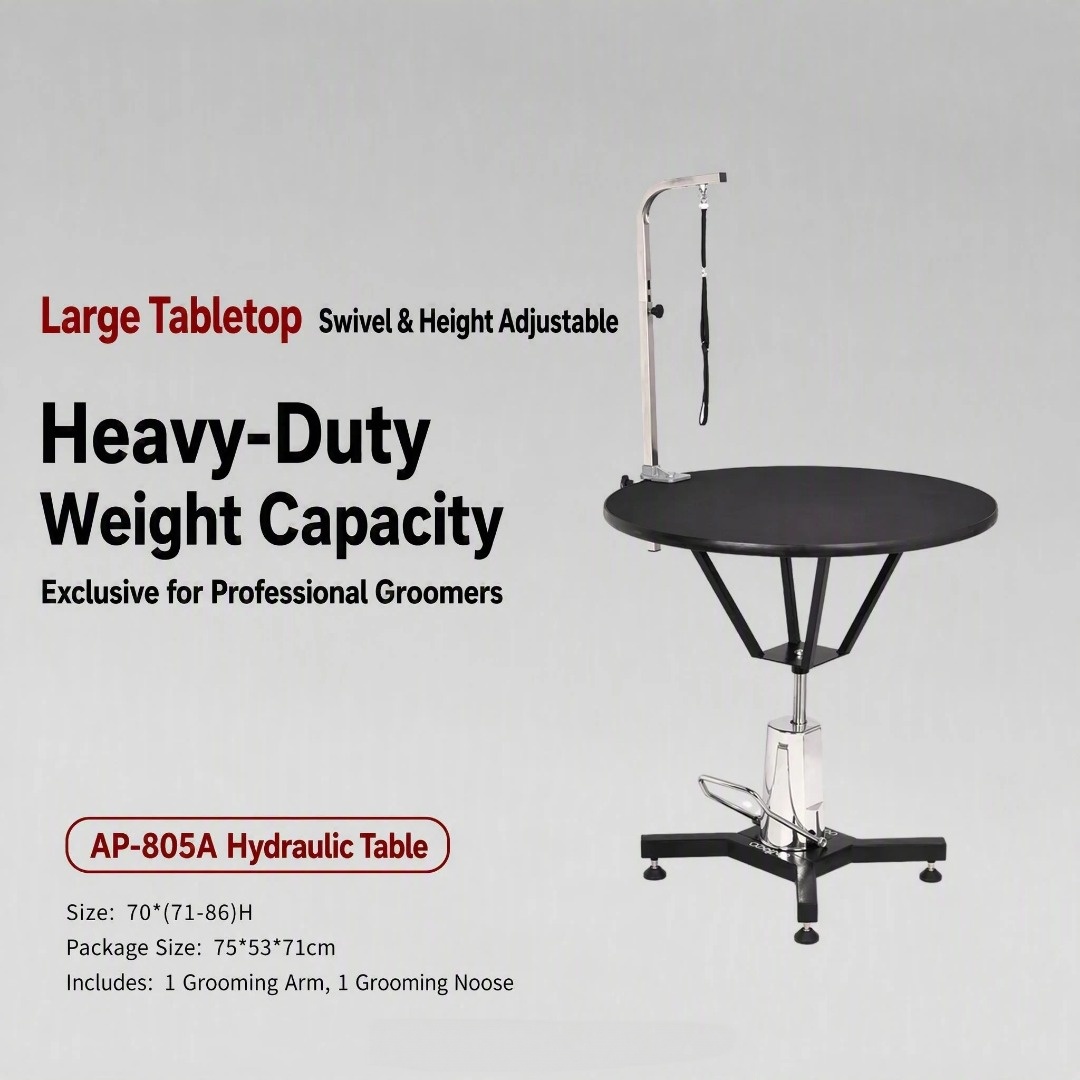 FORTAPURE AP-805A Hydraulic Lift Round Pet Grooming Table for Cats Product Detail