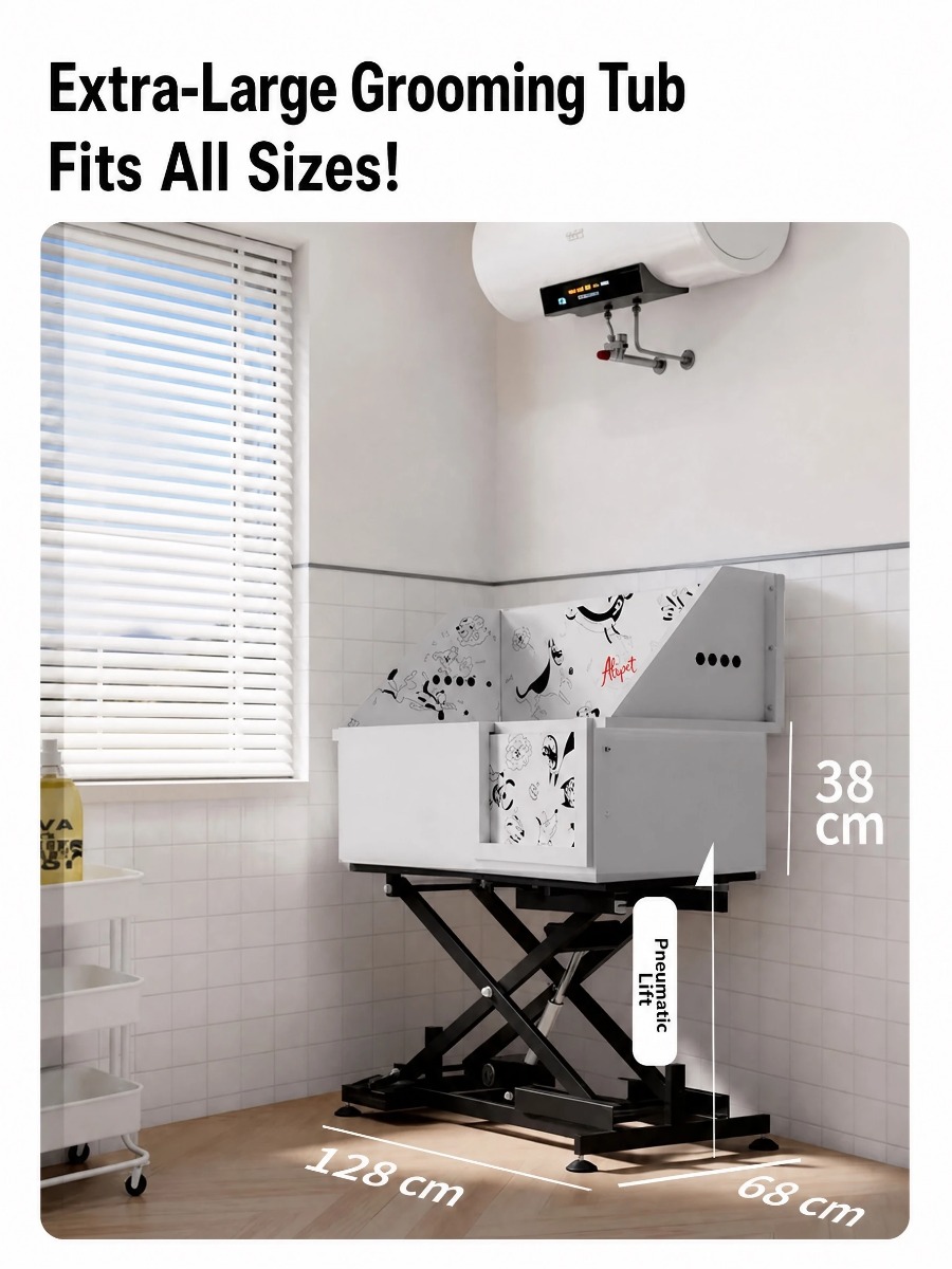FORTAPURE AP-907S-A Bañera de Acero Inoxidable con Elevación Eléctrica para Mascotas Detalle del Producto