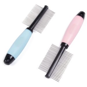 FORTAPURE M-009 Peine Desenredante y Herramienta Deslanadora 2 en 1 para Gatos y Perros