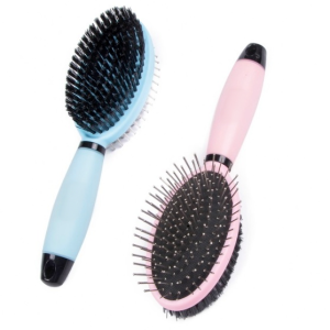 FORTAPURE M-010 Cepillo de Acicalamiento de Doble Cara para Perros con Mango de Silicona