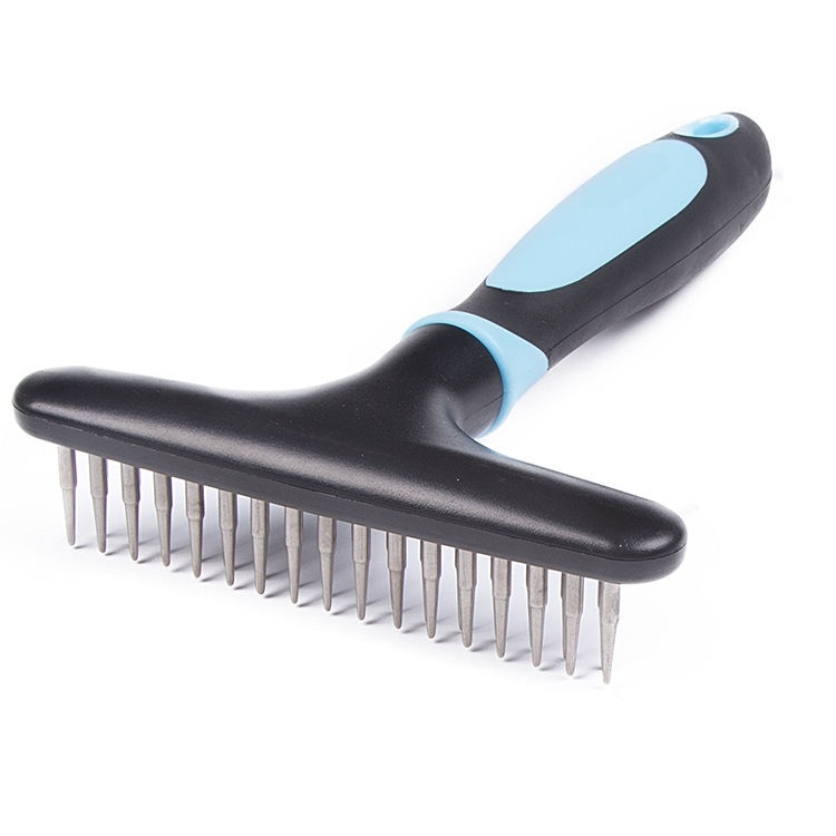 FORTAPURE Q-009 Cepillo Desenredante para Mascotas Peine para el Subpelo con Dientes de Acero Inoxidable