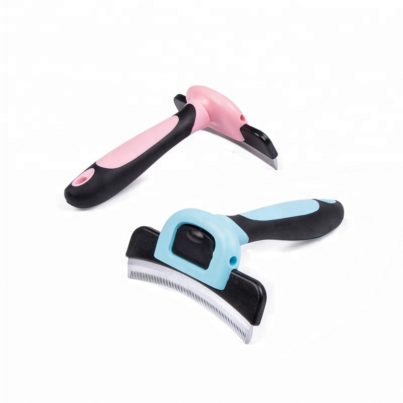 FORTAPURE Q-019 4-Inch Curved Stainless Steel Pet Deshedding Brush Product Detail