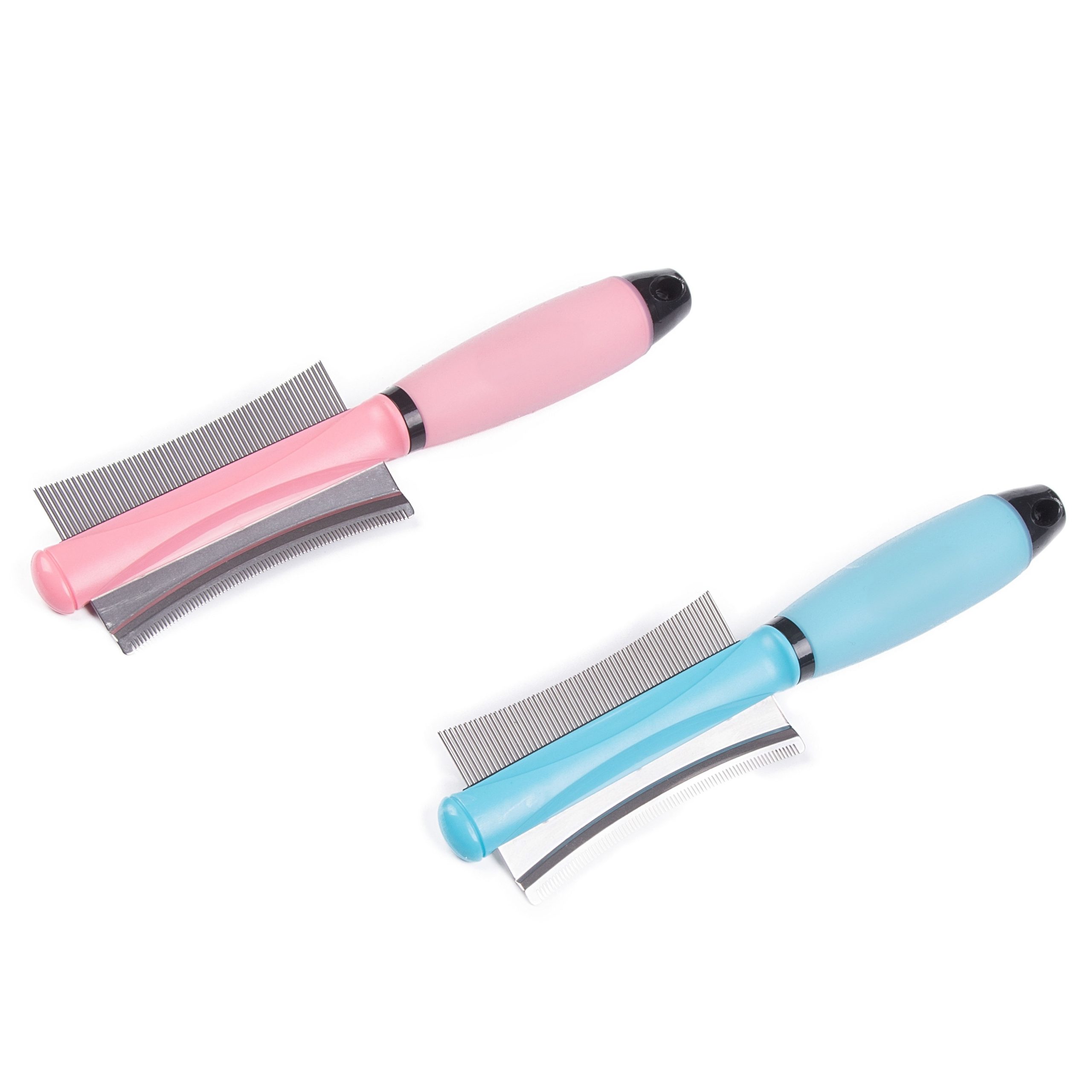 FORTAPURE Q-020 Cepillo Deslanador de Doble Cara de Acero Inoxidable y Silicona para Mascotas - Imagen 2