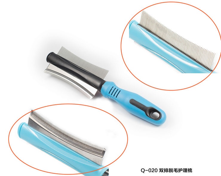 FORTAPURE Q-020 Cepillo Deslanador de Doble Cara de Acero Inoxidable y Silicona para Mascotas - Imagen 4