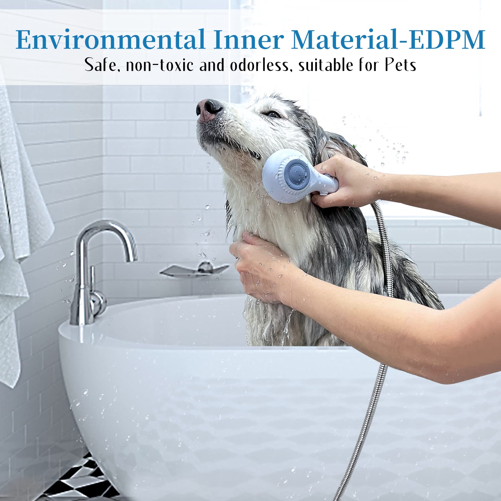 FORTAPURE Q-042 Dog Shower Bath Brush with Pet Shampoo Dispenser Product Detail