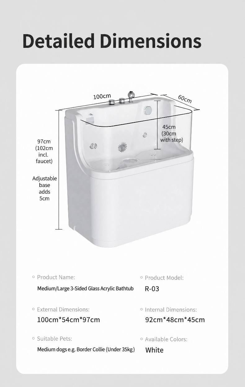 FORTAPURE R-03B Bañera SPA para Mascotas Detalle del Producto