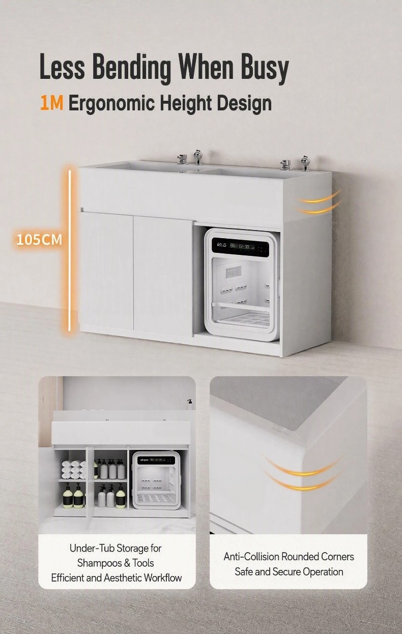FORTAPURE R-110A Tina de Baño de Acrílico de Baja Presión para Mascotas Detalle del Producto