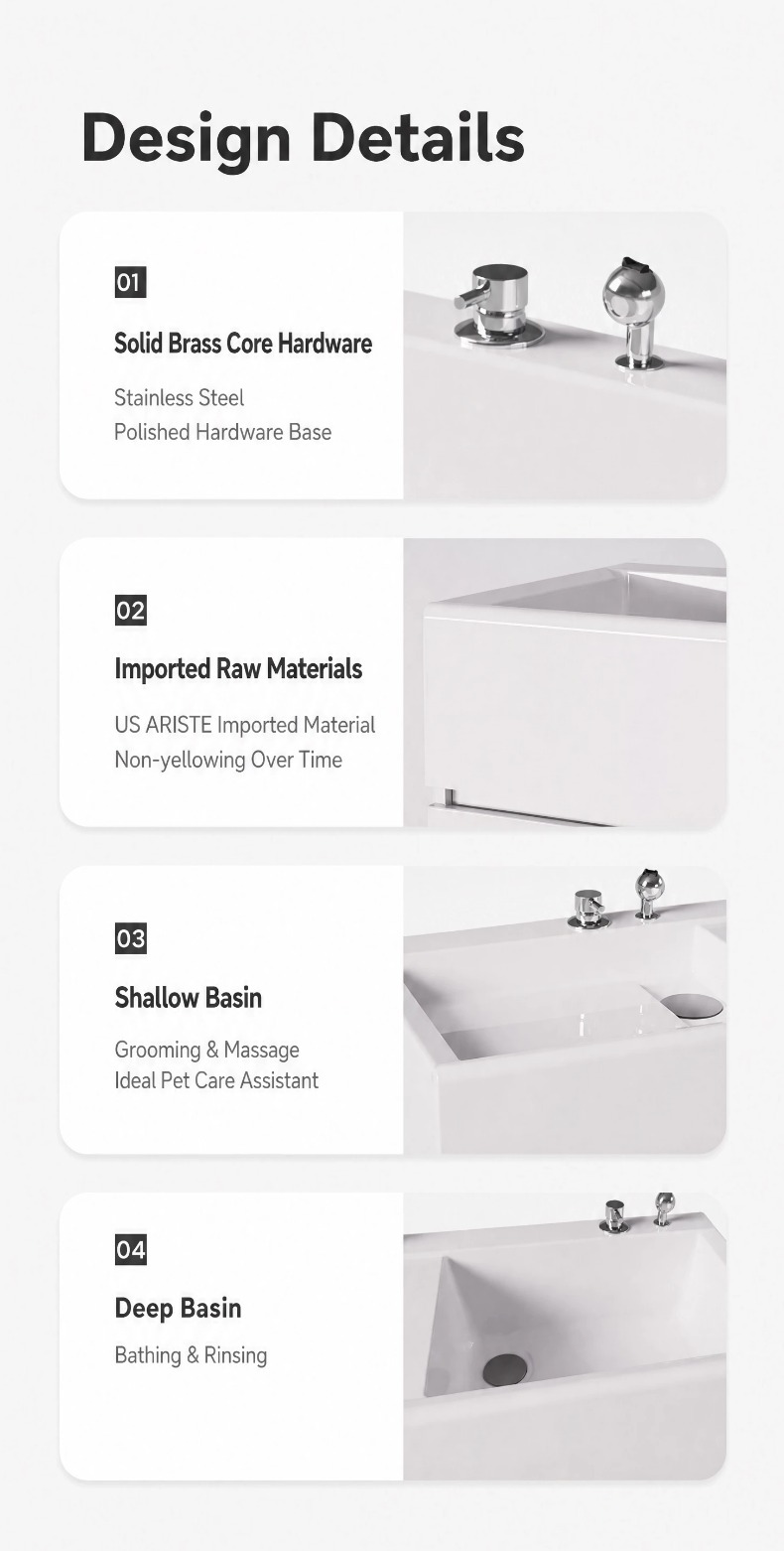 FORTAPURE R-110A Tina de Baño de Acrílico de Baja Presión para Mascotas Detalle del Producto