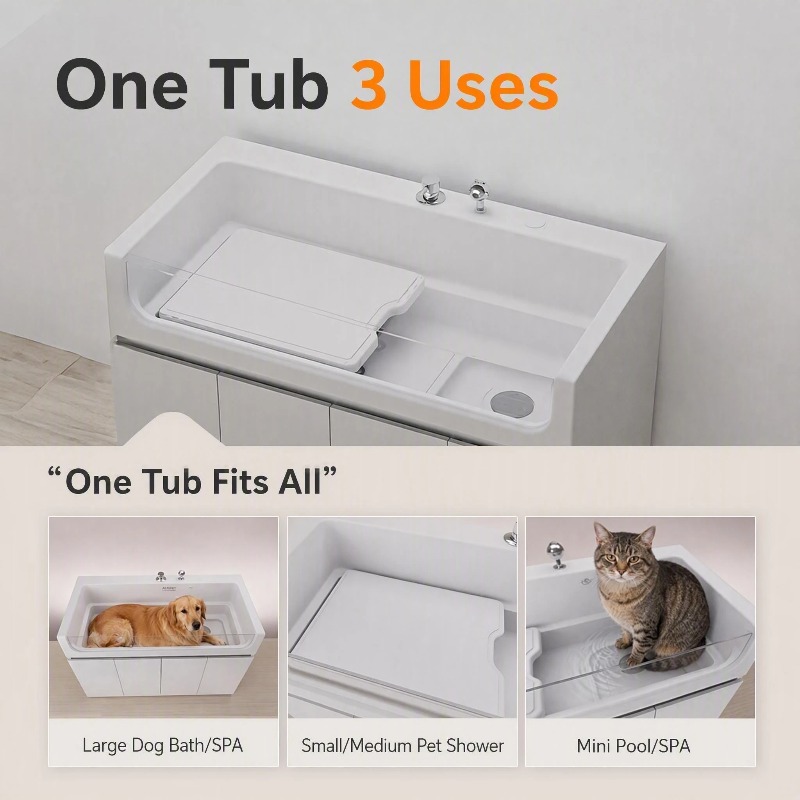 FORTAPURE R-135A Tina de Lavado de Baja Presión para Mascotas con Grifo y Accesorios - Imagen 3