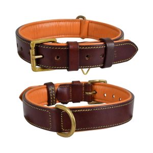 FORTAPURE BLT-C1009-3 Factory Custom Logo Personalized Durable Leather Dog Collar (Padded, Adjustable)