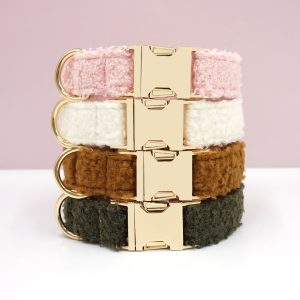 FORTAPURE C-7 Premium Luxury Dog Collar & Leash Set with Rose Gold Metal Buckle (Thickened Nylon)
