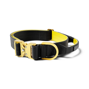 FORTAPURE KL-C20250325-1 Customized Luxury Tactical Dog Collar with Heavy Metal Frog Buckle (Elegant Simple)
