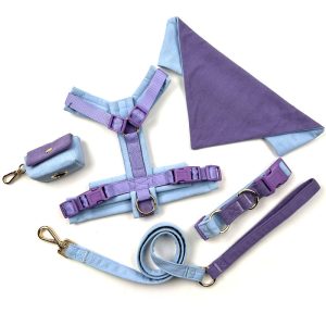 FORTAPURE KL-DH20250412-SET1 Custom Luxury Corduroy Dog Harness Set with Scarf (Cute Fashion, Custom Logo)